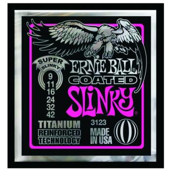 Ernie Ball Coated Electric Guitar Strings, Super Slinky (9 - 42) (EB-3123)