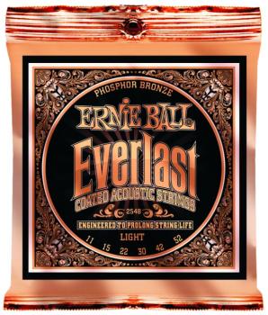 Ernie Ball Everlast Coated Phosphor Bronze Acoustic Guitar Strings, Light 15 - 52 (EB-2548)