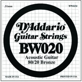 D'Addario 80/20 Bronze Single Strings, .020 (5) (DD-BW020)