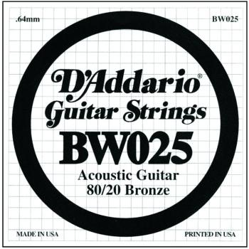 D'Addario 80/20 Bronze Single Strings, .025 (5) (DD-BW025)