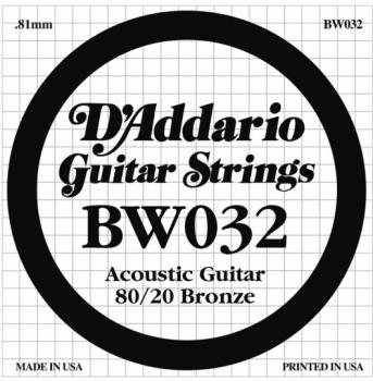 D'Addario 80/20 Bronze Single Strings, .032 (5) (DD-BW032)