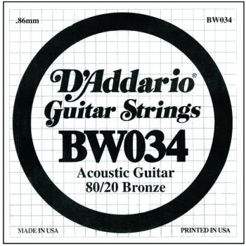 D'Addario 80/20 Bronze Single Strings, .034 (5) (DD-BW034)