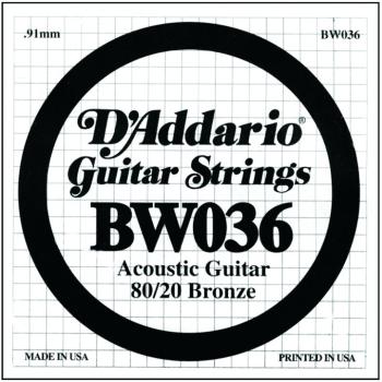 D'Addario 80/20 Bronze Single Strings, .036 (5) (DD-BW036)