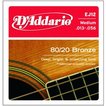 D'Addario 80/20 Bronze Acoustic Strings, Medium (DD-EJ12)