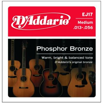 D'Addario Phosphor Bronze Acoustic Strings, Med. (DD-EJ17)