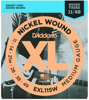 D&#39;Addario XL String Set&#44; Blues/Jazz Rock Wound 3rd (DD-EXL115W)