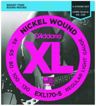 D'Addario XL 5 String Bass Strings, Regular Light (DD-EXL1705)