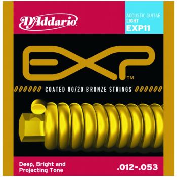 D'Addario EXP Coated 80/20 Bronze Acoustic, Light (DD-EXP11)