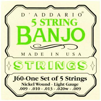 D'Addario Nickel Wound 5 String Banjo Strings, Lt. (DD-J60)