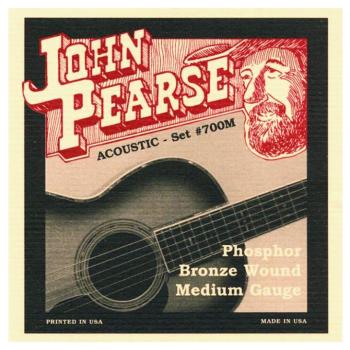 John Pearse Phosphor Bronze Acoustic Guitar Strings, Medium (13 - 56) (JP-JP700M)