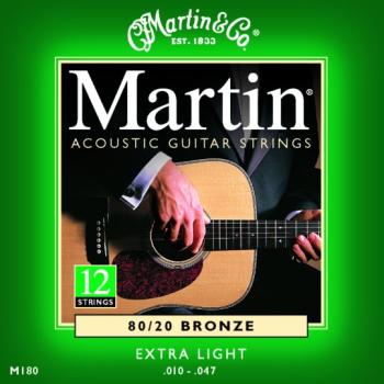 Martin 80/20 Bronze Acoustic Strings, 12 St, Ex Lt (MA-M180)