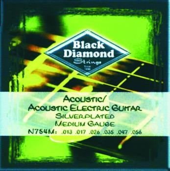 Black Diamond Nickel Wound Acoustic Strings, Med. (BD-N754M)