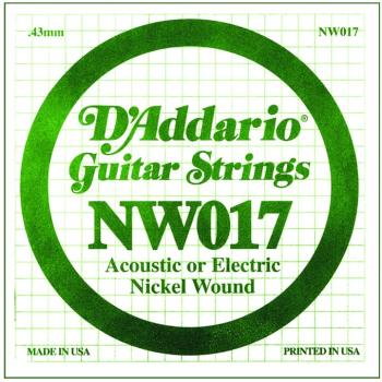 D'Addario Nickel Wound Single Strings, .017 (5) (DD-NW017)