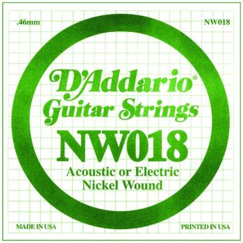 D'Addario Nickel Wound Single Strings, .018 (5) (DD-NW018)