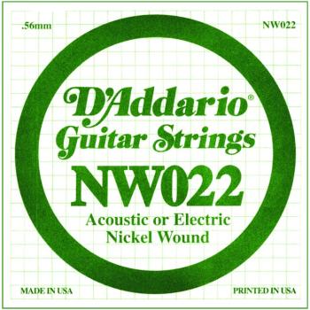 D'Addario Nickel Wound Single Strings, .022 (5) (DD-NW022)