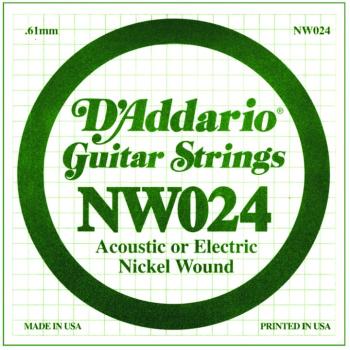 D'Addario Nickel Wound Single Strings, .024 (5) (DD-NW024)