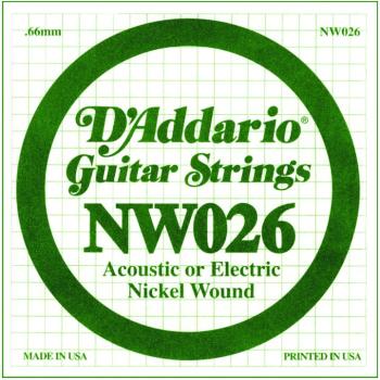 D'Addario Nickel Wound Single Strings, .026 (5) (DD-NW026)