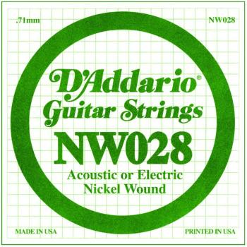 D'Addario Nickel Wound Single Strings, .028 (5) (DD-NW028)