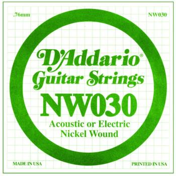 D'Addario Nickel Wound Single Strings, .030 (5) (DD-NW030)