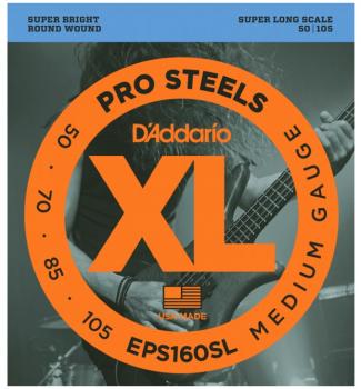 D'Addario XL ProSteels Super Lng Bass Strings, Med (DD-EPS160SL)