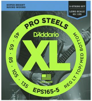 D'Addario XL ProSteels 5 String, Reg Lt/Med Bottom (DD-EPS1655)