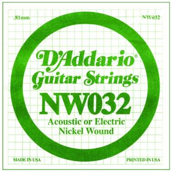 D'Addario Nickel Wound Single Strings, .032 (5) (DD-NW032)