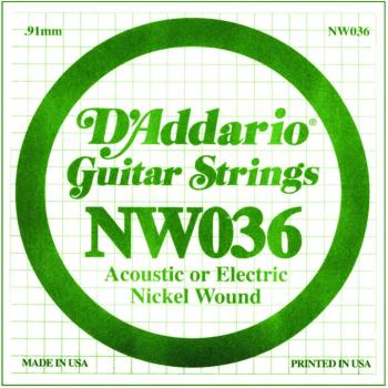 D'Addario Nickel Wound Single Strings, .036 (5) (DD-NW036)