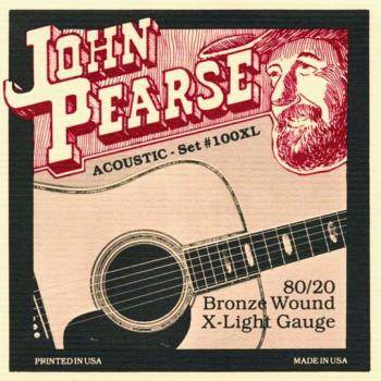 John Pearse 80/20 Bronze Acoustic Strings, Ex. Lt. (JP-JP100XL)