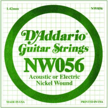 D'Addario Nickel Wound Single Strings, .056 (5) (DD-NW056)