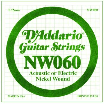 D'Addario Nickel Wound Single Strings, .060 (5) (DD-NW060)