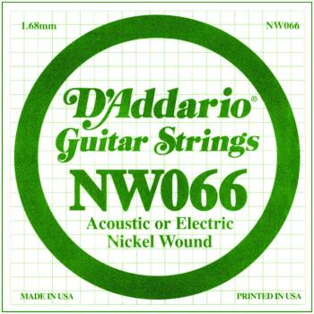 D'Addario Nickel Wound Single Strings, .066 (5) (DD-NW066)