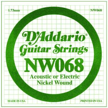 D'Addario Nickel Wound Single Strings, .068 (5) (DD-NW068)