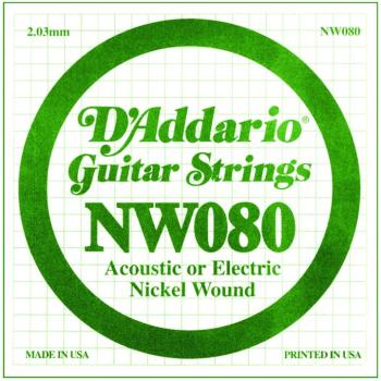 D'Addario Nickel Wound Single Strings, .080 (5) (DD-NW080)