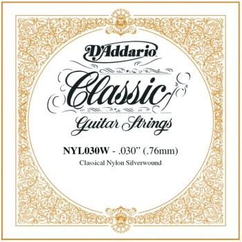 D'Addario Silverplated Nylon Single, .030 (5) (DD-NYL030W)