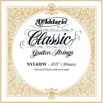 D'Addario Silverplated Nylon Single, .035 (5) (DD-NYL035W)