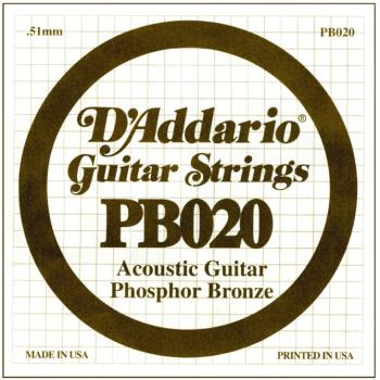 D'Addario Phosphor Bronze Single String, .020 (5) (DD-PB020)