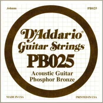 D'Addario Phosphor Bronze Single String, .025 (5) (DD-PB025)