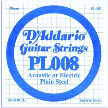 D'Addario Plain Steel Single Strings, .008 (10) (DD-PL008)