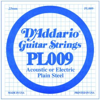 D'Addario Plain Steel Single Strings, .009 (10) (DD-PL009)