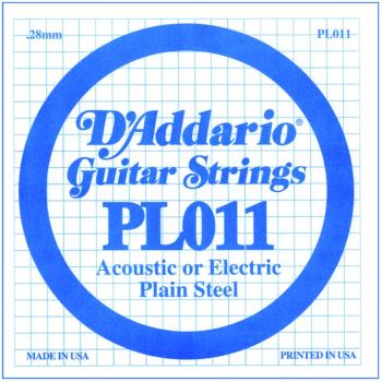 D'Addario Plain Steel Single Strings, .011 (10) (DD-PL011)