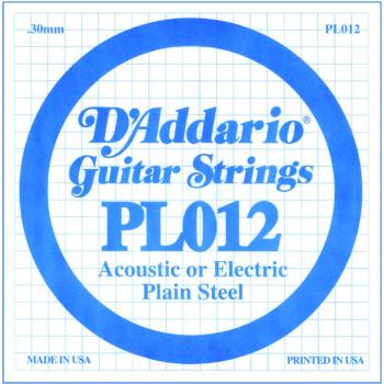 D'Addario Plain Steel Single Strings, .012 (10) (DD-PL012)