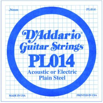 D'Addario Plain Steel Single Strings, .014 (10) (DD-PL014)