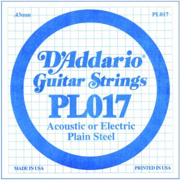 D&#39;Addario Plain Steel Single Guitar Strings&#44; .017 (DD-PL017)