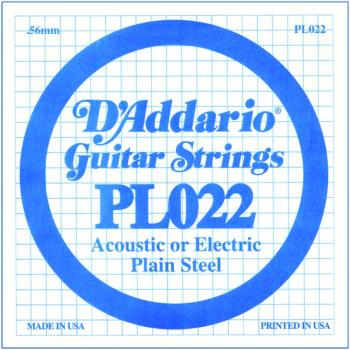 D&#39;Addario Plain Steel Single Guitar Strings&#44; .022 (DD-PL022)
