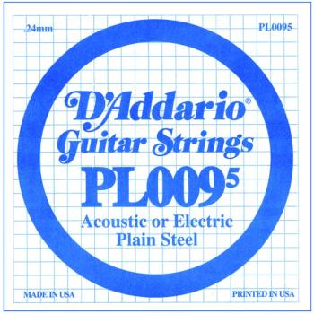 D'Addario Plain Steel Single Strings, .0095 (10) (DD-PL0095)