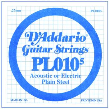 D'Addario Plain Steel Single Strings, .0105 (10) (DD-PL0105)